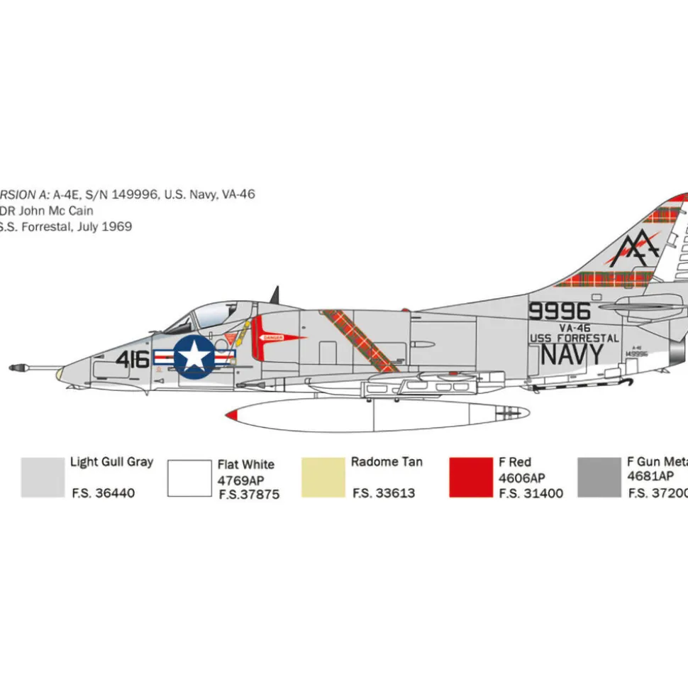 A-4 E/F/G Skyhawk 1/48 Kit 1:48 Scale Plastic Model Kit by Italeri