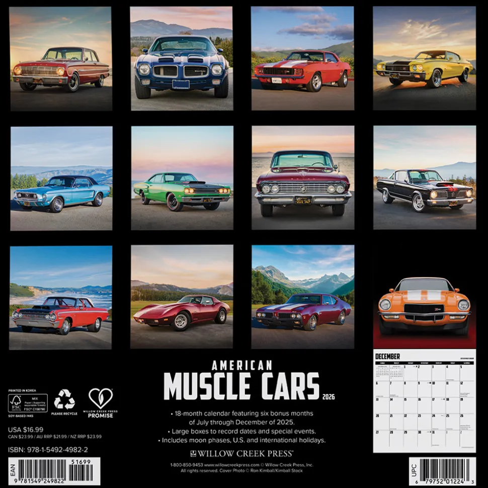 American Muscle Cars 2026 Wall Calendar Stapled Wall Calendar by Willow Creek Press, Inc.
