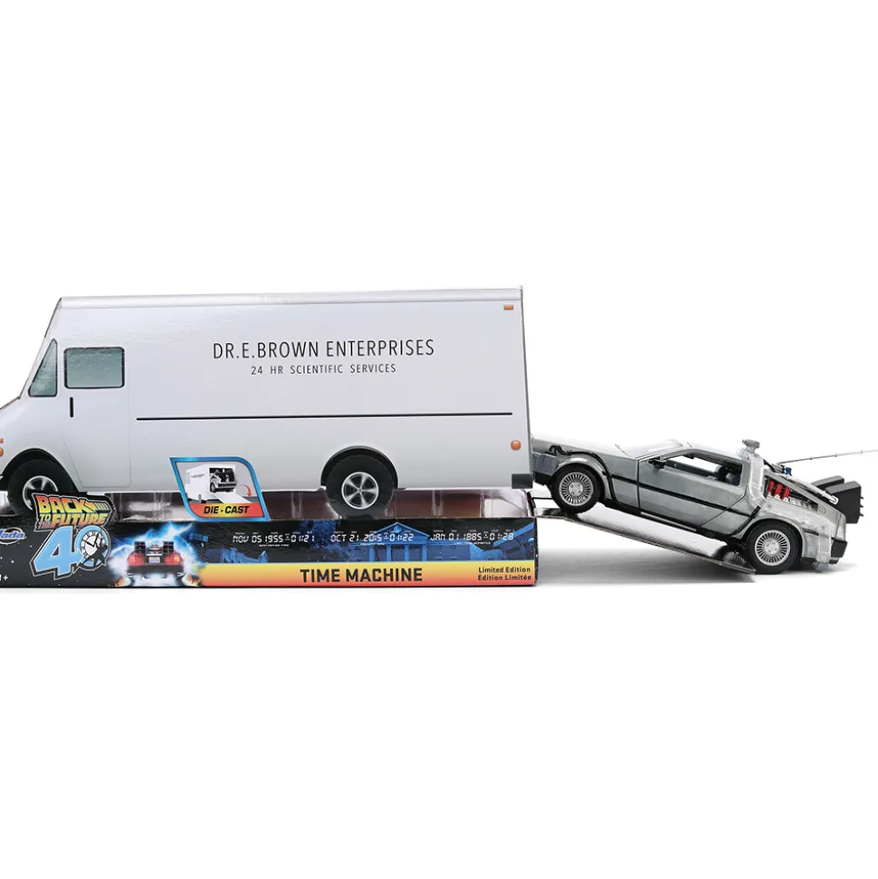 Back to the Future 40th Anniversary DeLorean Time Machine w/Doc Brown's Truck 1:24 Scale Diecast Model Car by Jada Toys