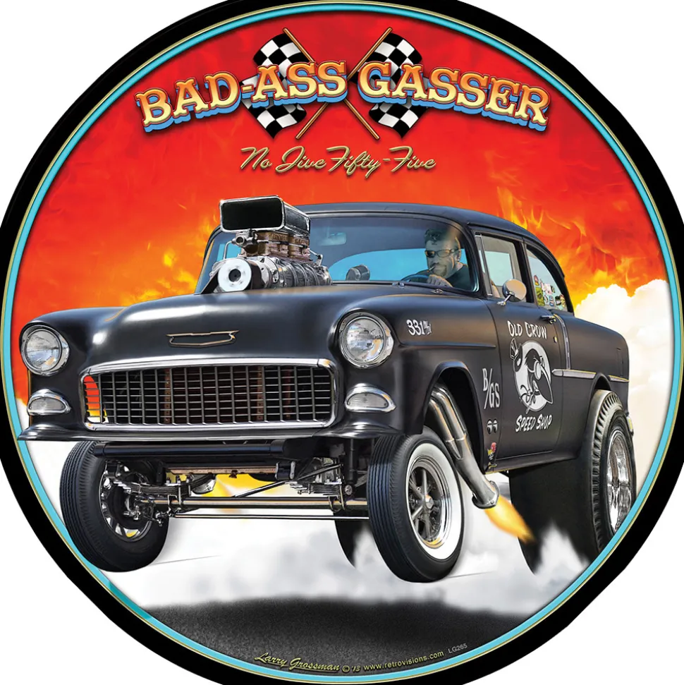Bad Ass Gasser Sign by Larry Grossman Metal Sign by Reedyville Goods