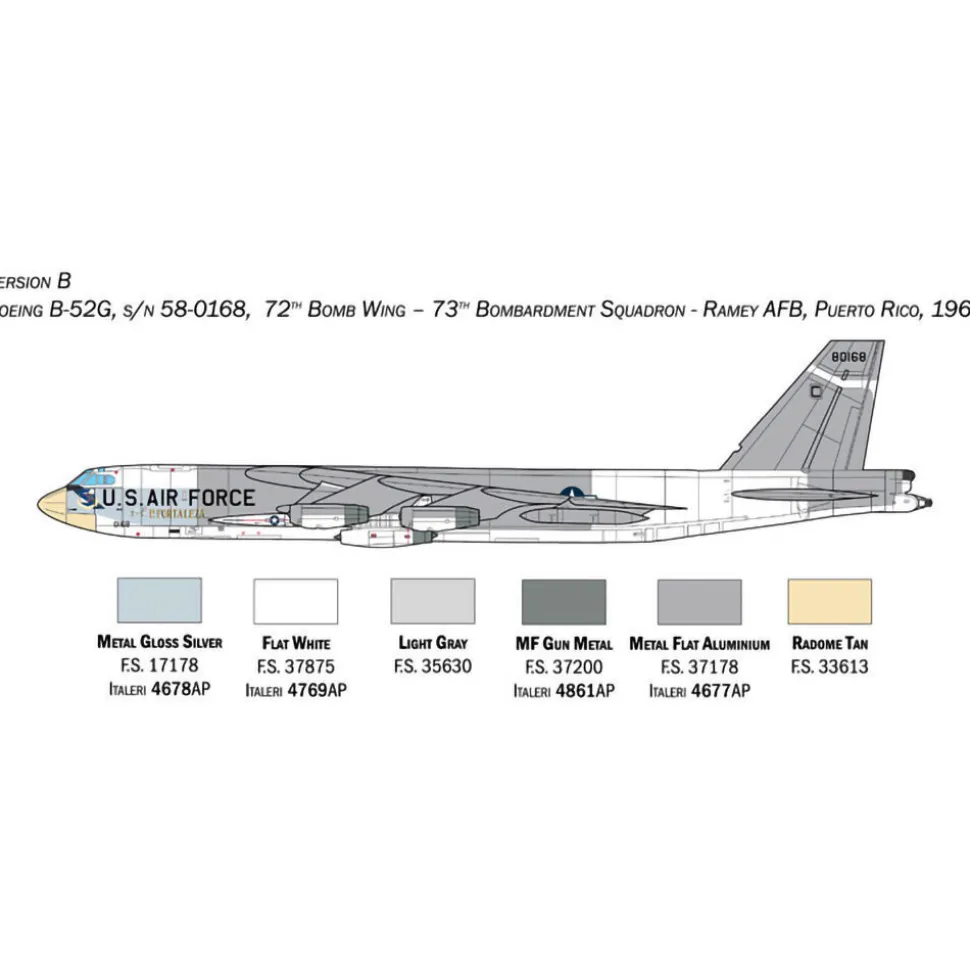 B-52G Stratofortress With Hound Dog 1/72 Kit 1:72 Scale Plastic Model Kit by Italeri