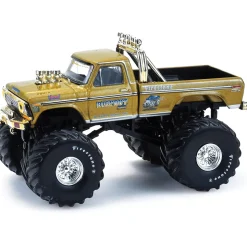 Bigfoot #1 50th Anniversary -1974 Ford F-250 Monster Truck - Gold Metallic 1:64 Scale Diecast Model Truck by Greenlight