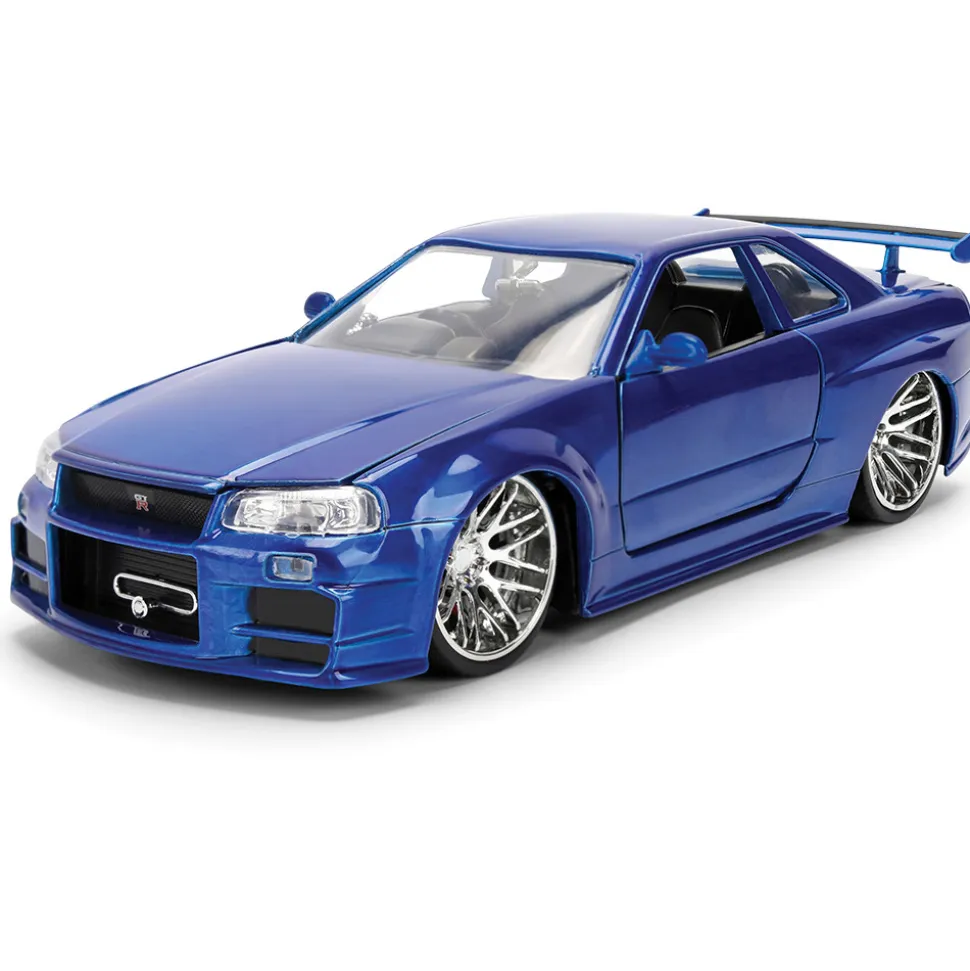 BRIAN's Fast & Furious 50th Anniversary Nissan Skyline GT-R - Brush Blue Chrome Finish 1:24 Scale Diecast Model Car by Jada Toys