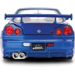BRIAN's Fast & Furious 50th Anniversary Nissan Skyline GT-R - Brush Blue Chrome Finish 1:24 Scale Diecast Model Car by Jada Toys