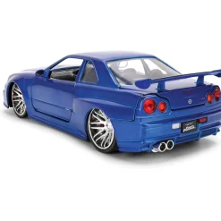 BRIAN's Fast & Furious 50th Anniversary Nissan Skyline GT-R - Brush Blue Chrome Finish 1:24 Scale Diecast Model Car by Jada Toys