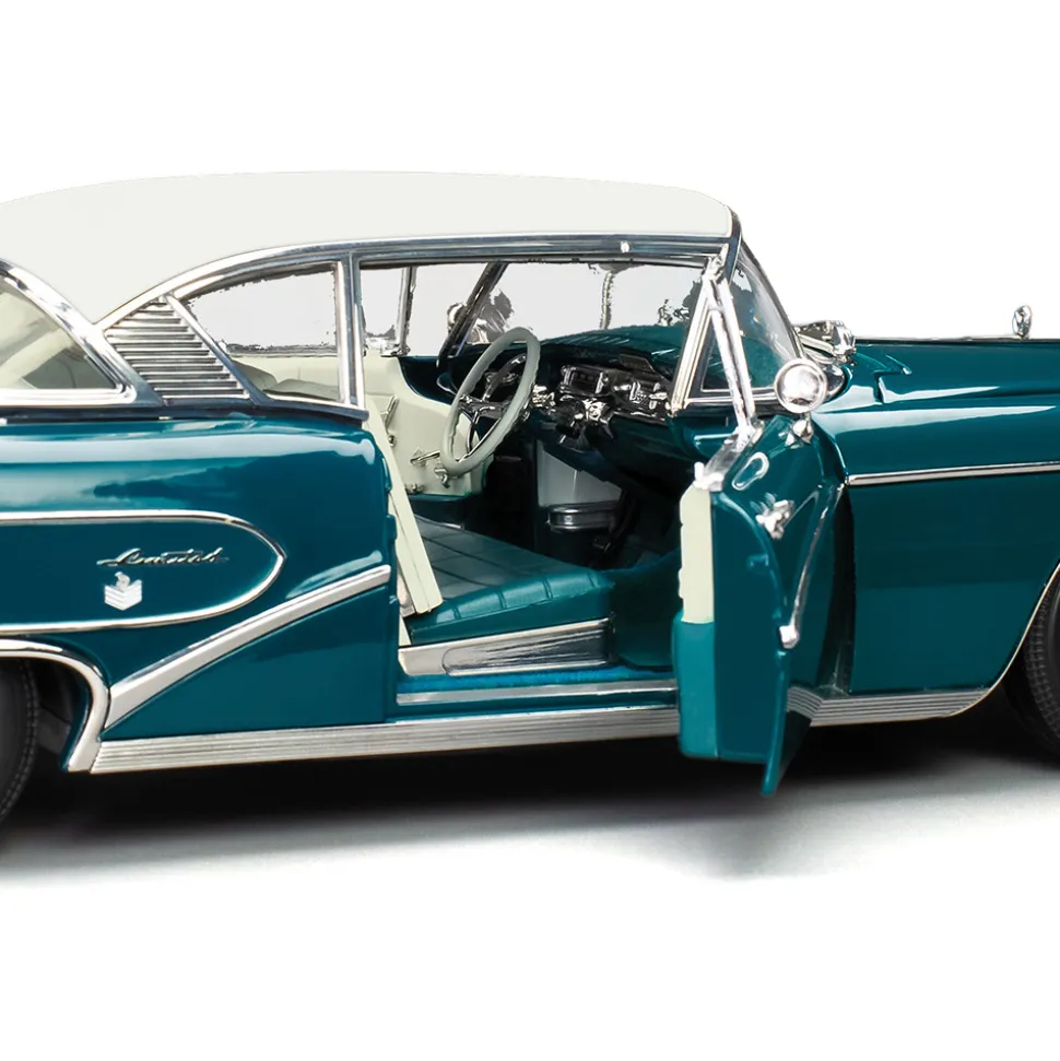 1958 Buick Limited Riviera Coupe -Glacier White / Dark Turquoise Poly 1:18 Scale Diecast Model Car by Sunstar