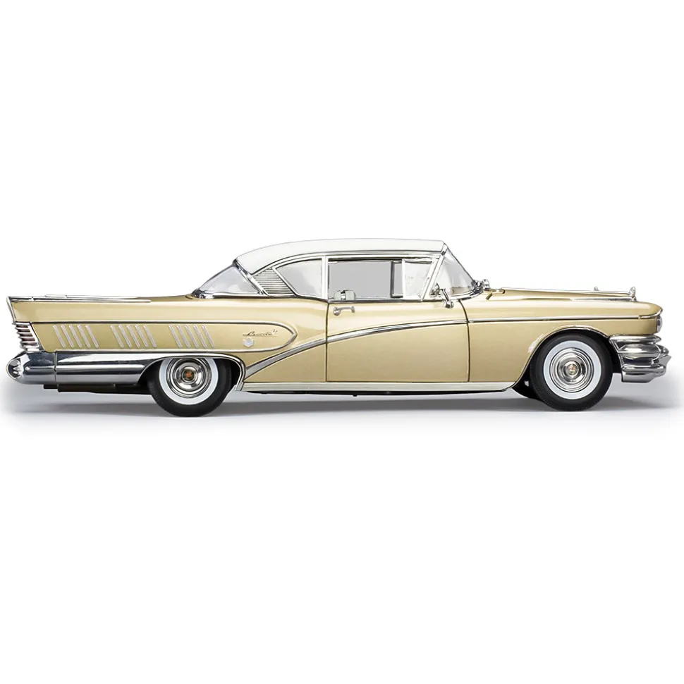 1958 Buick Limited Riviera Coupe - Glacier White / Gold Mist 1:18 Scale Diecast Model Car by Sunstar