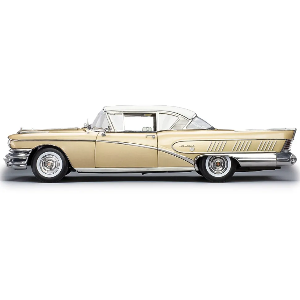 1958 Buick Limited Riviera Coupe - Glacier White / Gold Mist 1:18 Scale Diecast Model Car by Sunstar