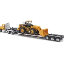Cat CT681 Day Cab Tractor, Lowboy Trailer & Caterpillar 950G Wheel Loader 1:87 Scale Diecast Construction Model by Diecast Masters