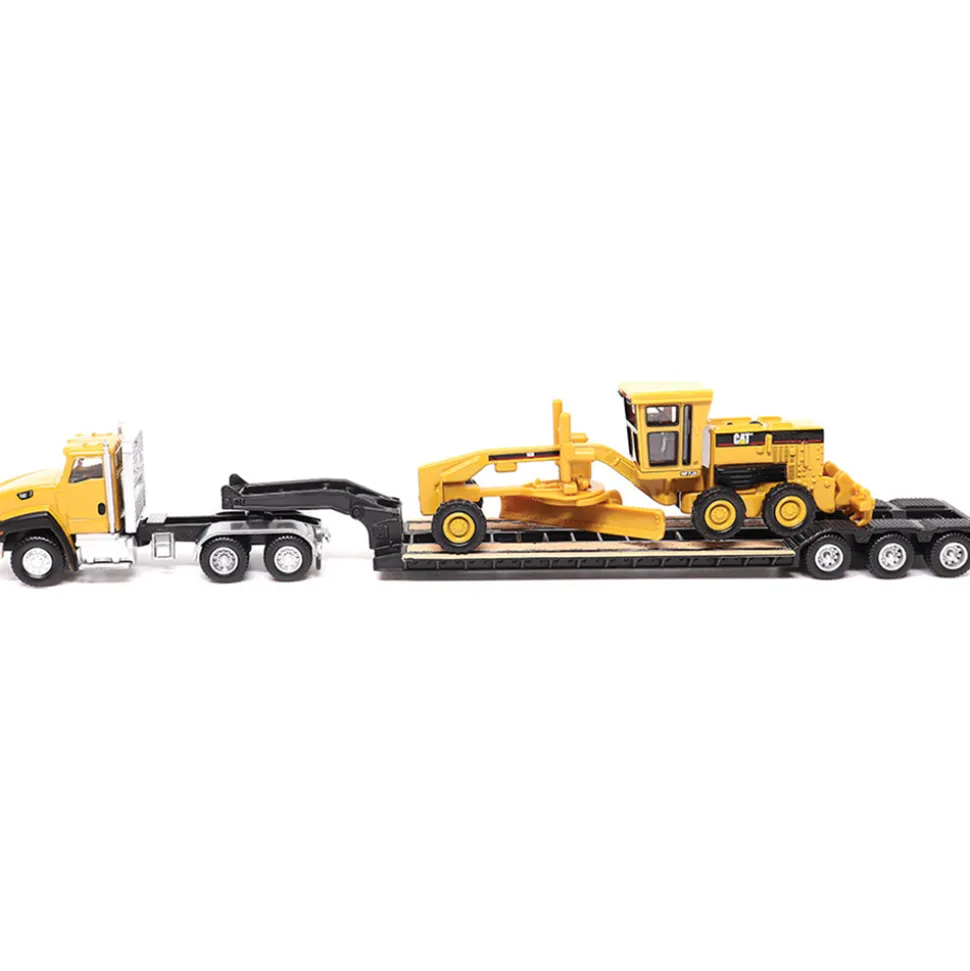Cat CT660 Day Cab Tractor, Lowboy Trailer & Caterpillar 163H Motor Grader 1:87 Scale Diecast Construction by Diecast Masters