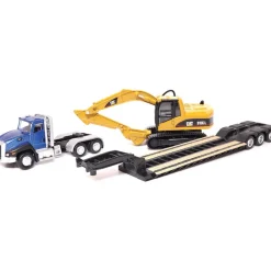 Cat CT660 Day Cab Tractor, Lowboy Trailer & Caterpillar 315C L Excavator 1:87 Scale Diecast Construction Model by Diecast Masters