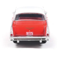 1957 Chevrolet Bel Air Sedan - Matador Red and India Ivory 1:64 Scale Diecast Model Car by IXO Models