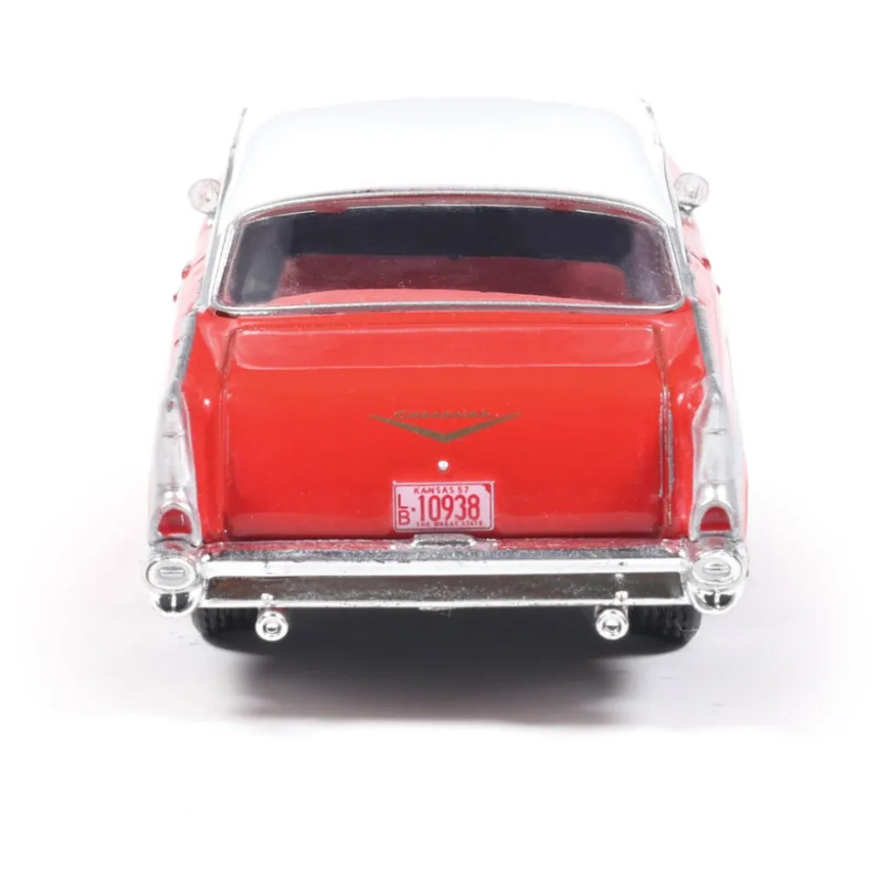 1957 Chevrolet Bel Air Sedan - Matador Red and India Ivory 1:64 Scale Diecast Model Car by IXO Models