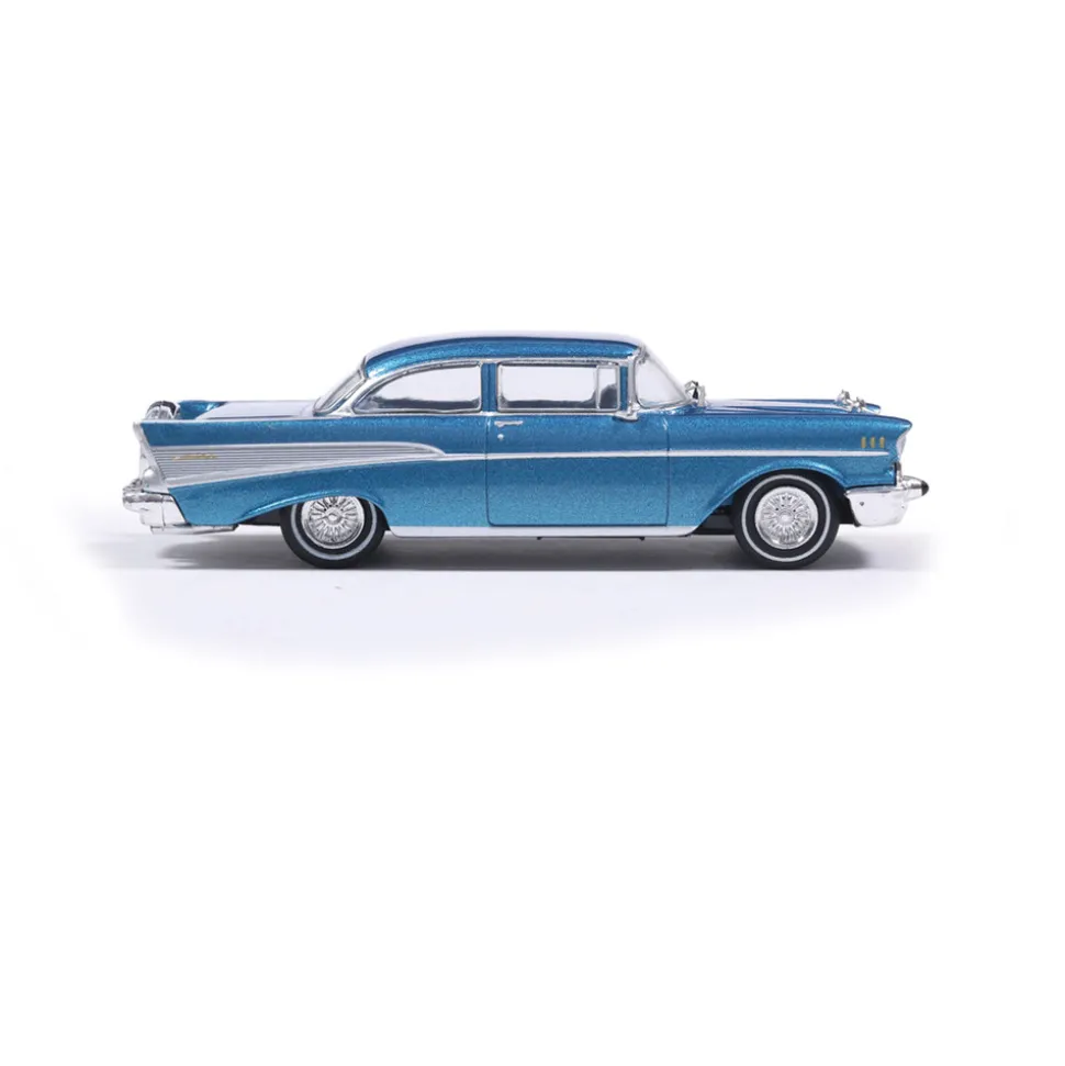 1957 Chevrolet Bel Air Sedan with Continental Kit - Harbor Blue 1:64 Scale Diecast Model Car by IXO Models