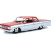1964 Chevrolet Biscayne Lowrider - Silver Metallic & Red Two-Tone 1:64 Scale Diecast Model Car by Greenlight
