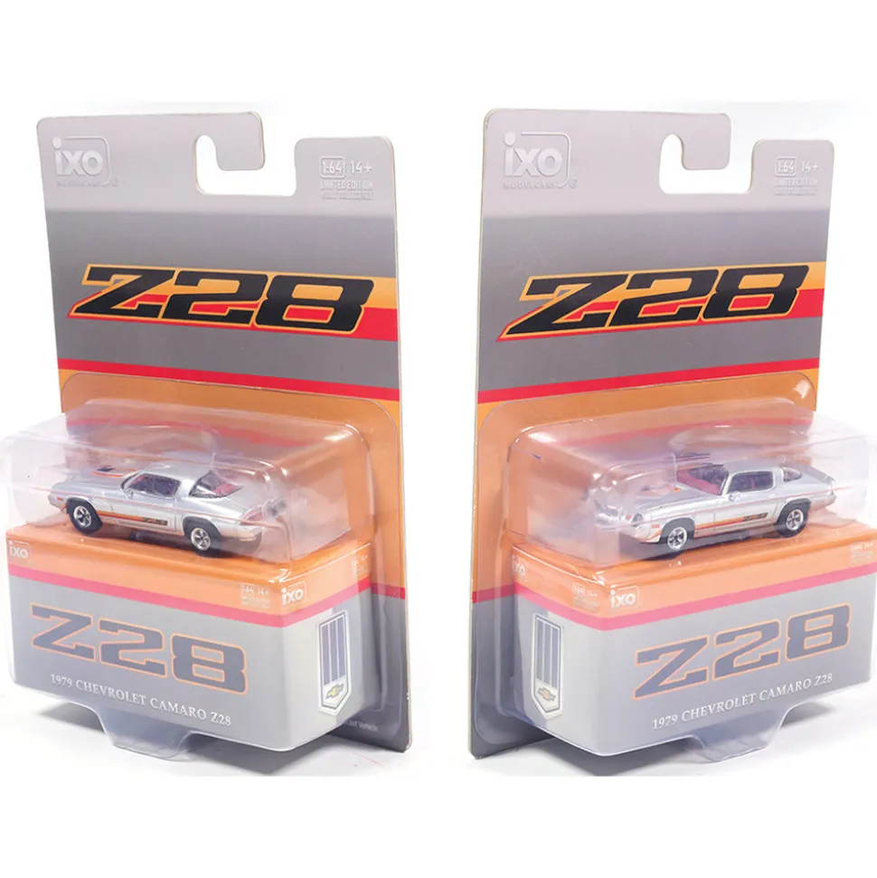 1979 Chevrolet Camaro Z28 - Silver with Orange Stripes 1:64 Scale Diecast Model Car by IXO Models