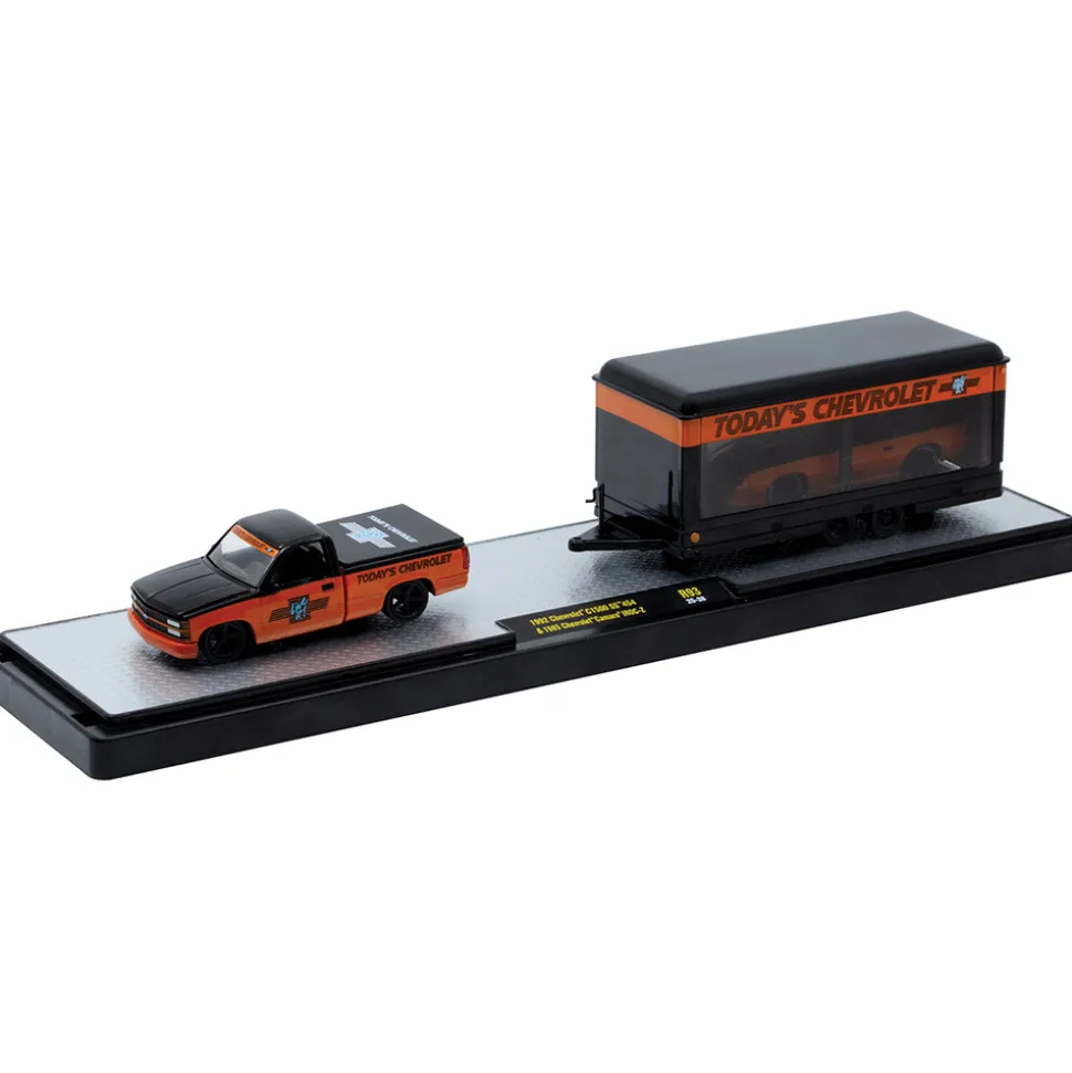 1992 Chevrolet C1500 SS454 & 1985 Chevrolet Camaro IROC-Z 1:64 Scale Diecast Model Car by M2 Machines