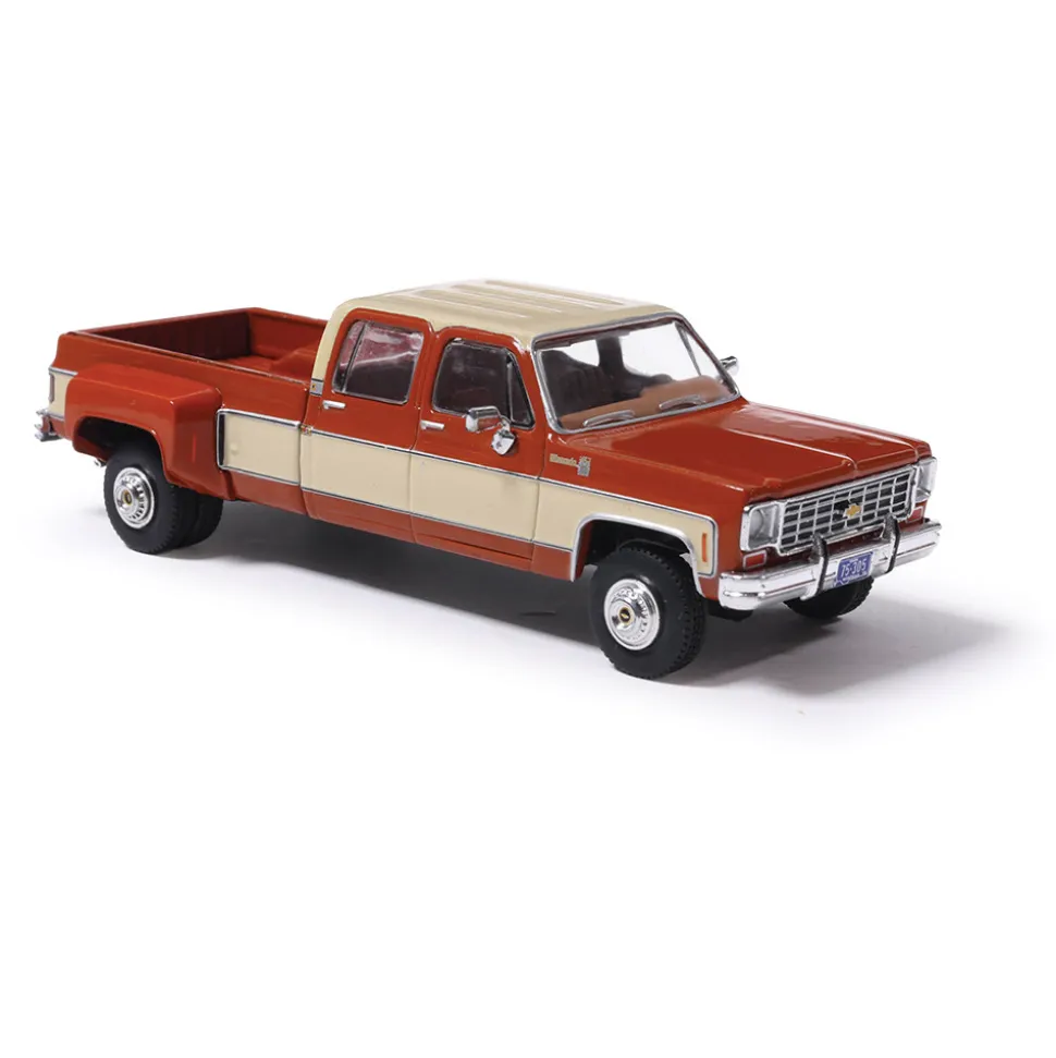 1975 Chevrolet K30 Crew Dab Dually - Grecian Bronze and Santa Fe Tan Deluxe Two-Tone 1:64 Scale Diecast Model Car by IXO Models