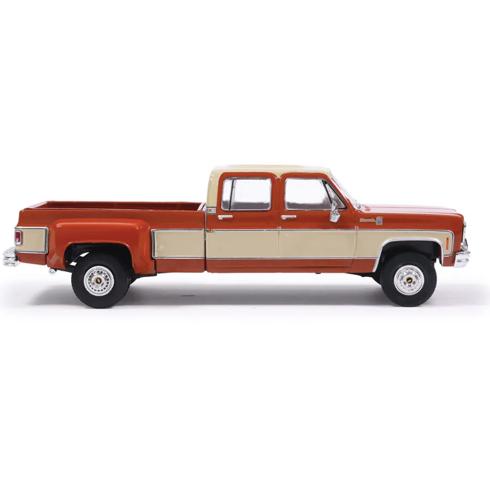 1975 Chevrolet K30 Crew Dab Dually - Grecian Bronze and Santa Fe Tan Deluxe Two-Tone 1:64 Scale Diecast Model Car by IXO Models