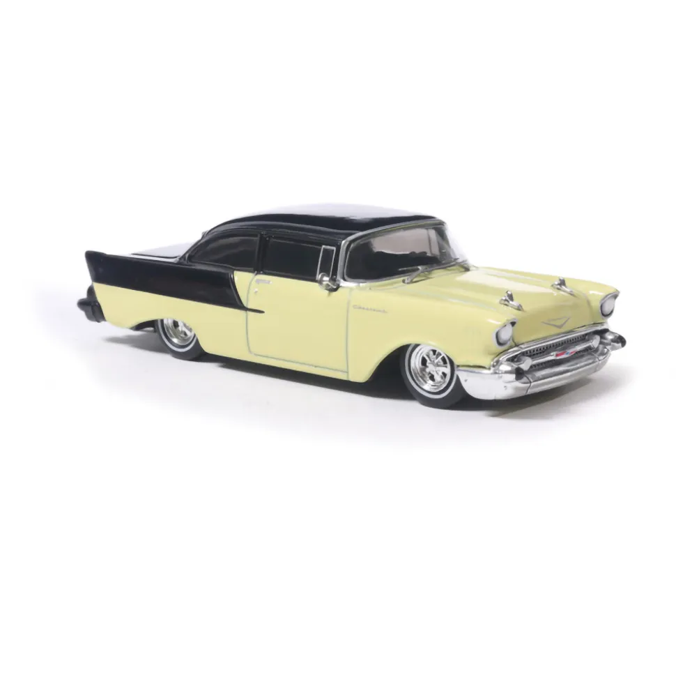 1957 Chevrolet One-Fifty - Lowered - Colonial Cream and Onyx Black 1:64 Scale Diecast Model Car by IXO Models