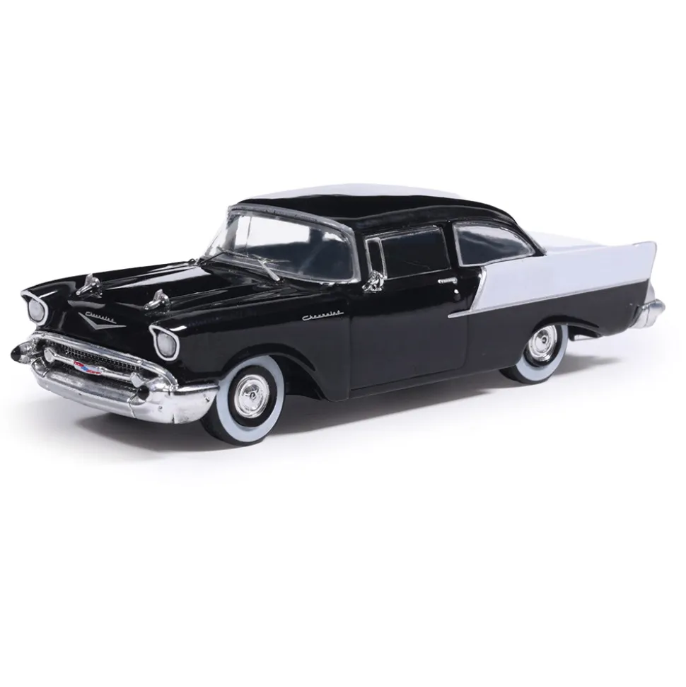 1957 Chevrolet One-Fifty Sedan - Onyx Black and India Ivory 1:64 Scale Diecast Model Car by IXO Models