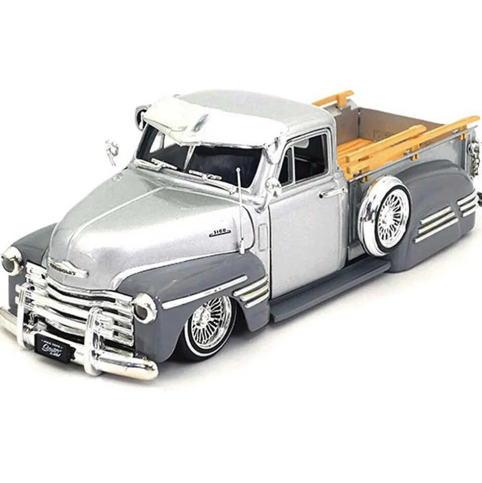 1951 Chevrolet Pickup Lowrider Two-Tone (Silver/White) - Street Low - MiJo Exclusives 1:24 Scale Diecast Model Truck by Jada Toys