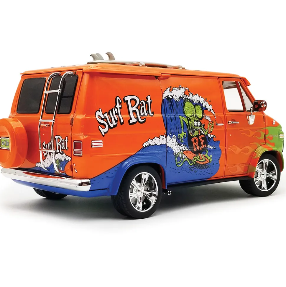 1976 Chevrolet Rat Fink G-Series Van - Surf Rat w/Figure, Surfboard & Sticker 1:18 Scale Diecast Model Truck by Acme