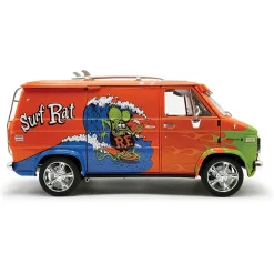 1976 Chevrolet Rat Fink G-Series Van - Surf Rat w/Figure, Surfboard & Sticker 1:18 Scale Diecast Model Truck by Acme