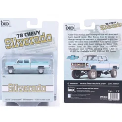 1978 Chevrolet Silverado K30 Crew Cab Fleetside Lifted - Light Blue and Frost White 1:64 Scale Diecast Model Truck by IXO Models