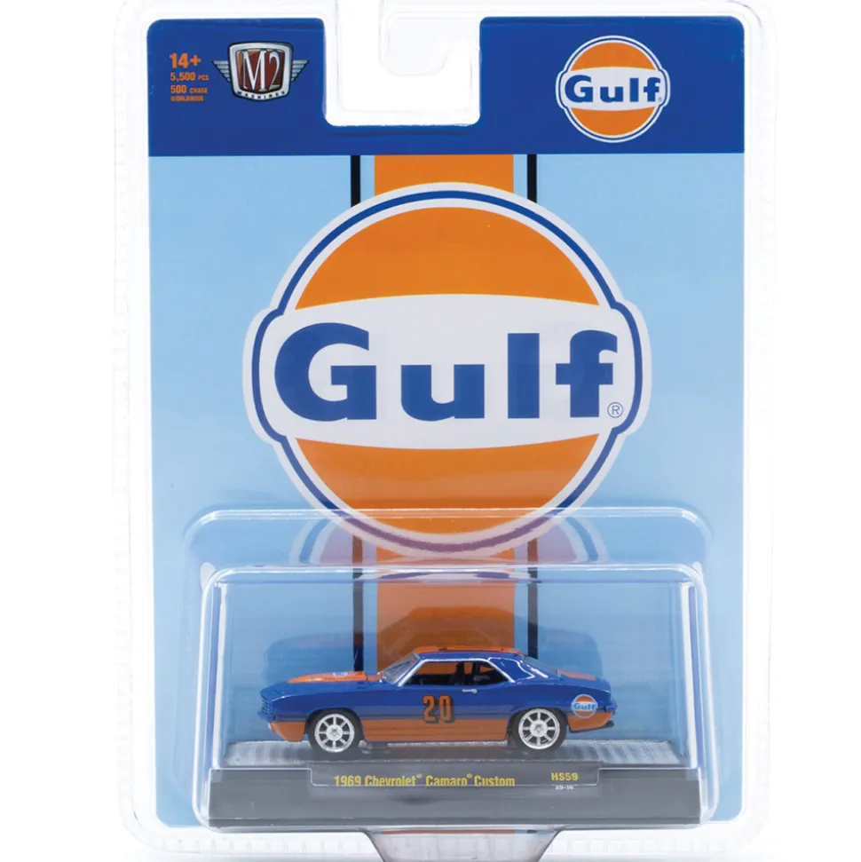 1969 Chevy Camaro - Gulf Livery 1:64 Scale Diecast Model Car by M2 Machines