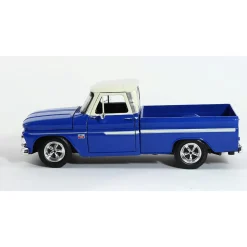 1966 Chevy C10 Fleetside Pickup - Blue w/ White Top 1:24 Scale Diecast Model Truck by Motormax