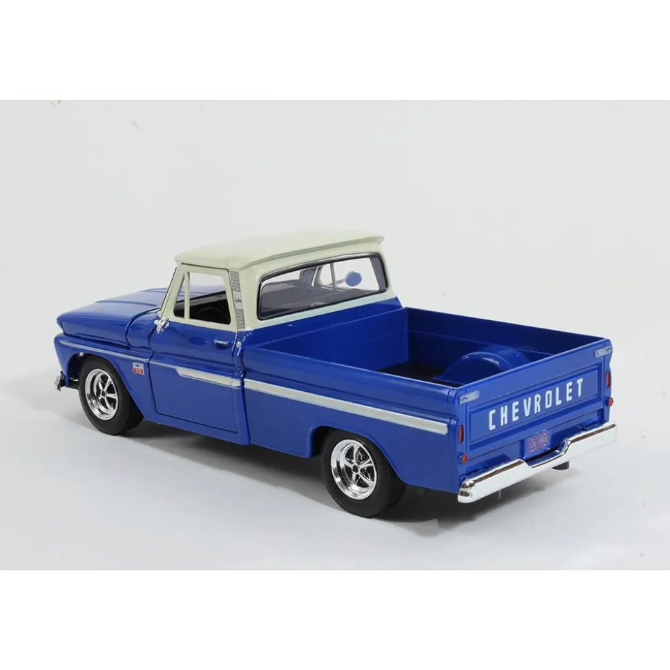 1966 Chevy C10 Fleetside Pickup - Blue w/ White Top 1:24 Scale Diecast Model Truck by Motormax
