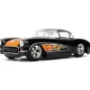 1957 Chevy Corvette - Black Flames 1:24 Scale Diecast Model Car by Jada Toys