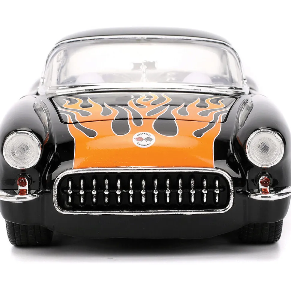 1957 Chevy Corvette - Black Flames 1:24 Scale Diecast Model Car by Jada Toys