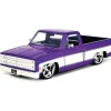 1985 Chevy C-10 - Purple w/Cartelli Wheels 1:24 Scale Diecast Model Truck by Jada Toys