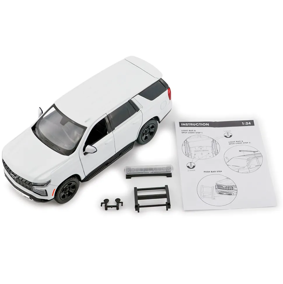 2025 Chevy Tahoe PPV Builder Kit - White 1:24 Scale Diecast Model Truck by Motormax