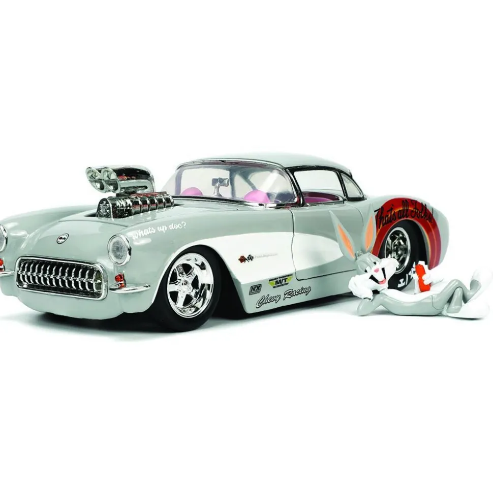 1957 Corvette w/Bugs Bunny Figure Hollywood Rides 1:24 Scale Diecast Model Car by Jada Toys
