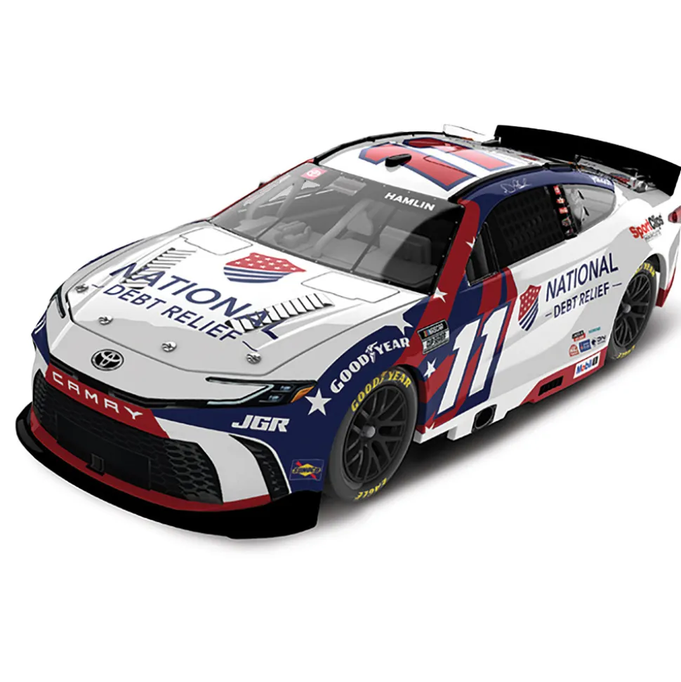 2025 Denny Hamlin National Debt Relief Toyota Camry NASCAR Diecast 1:24 Scale Diecast Model Car by Lionel Racing