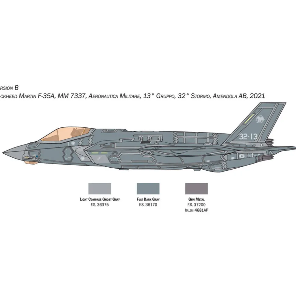 F-35A Lightning Ii (Beast Mode) 1/72 Kit 1:72 Scale Plastic Model Kit by Italeri