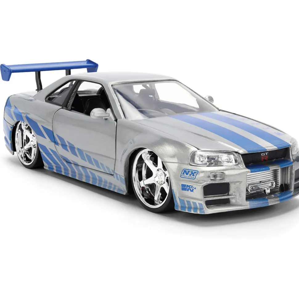 Fast & Furious 25th Anniversary BRIAN's Nissan Skyline GT-R - Brushed Metal Finish 1:24 Scale Diecast Model Car by Jada Toys