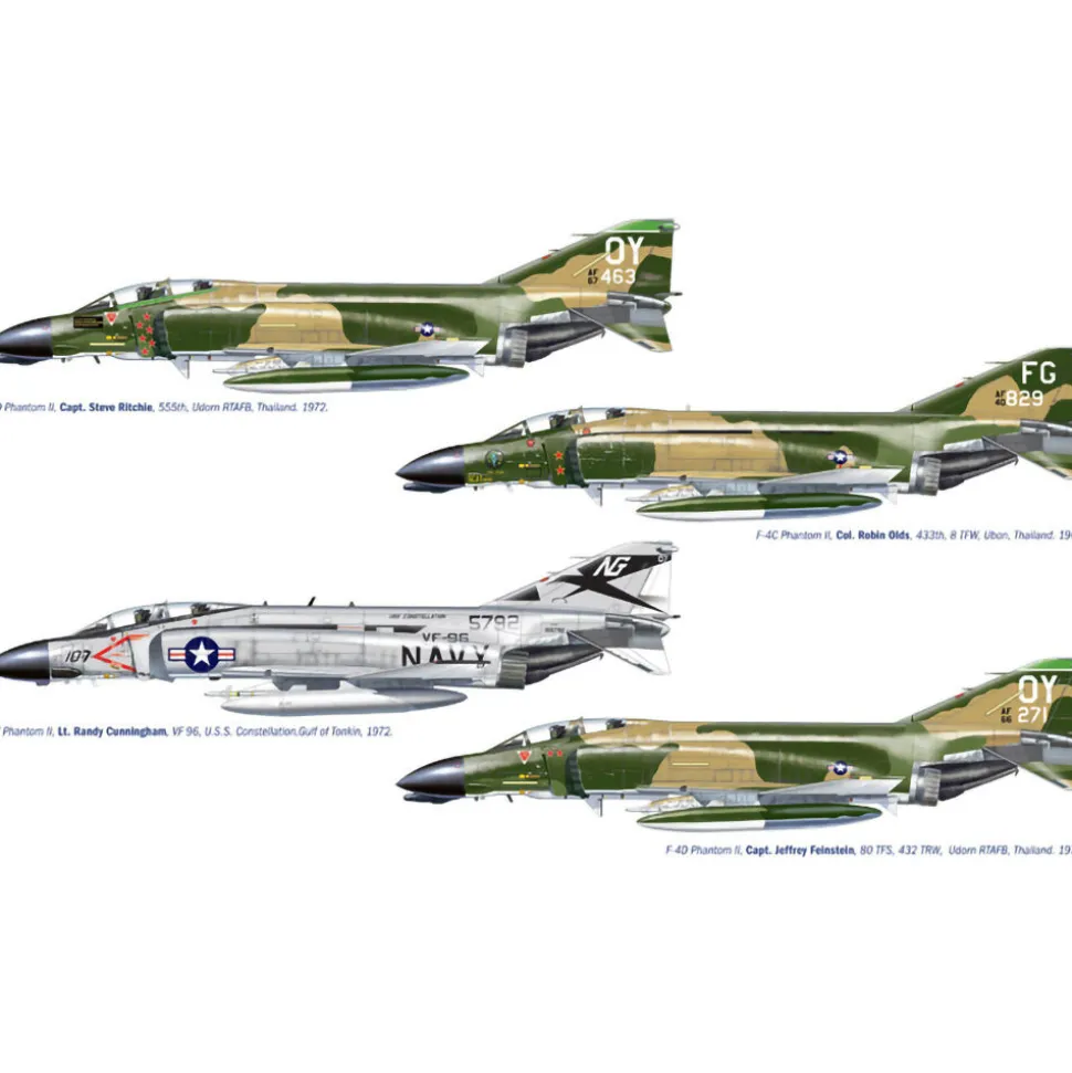 F-4 C/D/J Phantom II Aces 1/72 Kit 1:72 Scale Plastic Model Kit by Italeri