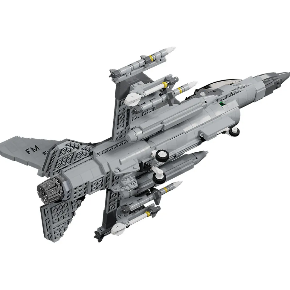 F- 16C Fighting Falcon Building Block Model - 1112 Pieces 1:48 Scale Building Brick Set by Atom Brick Company