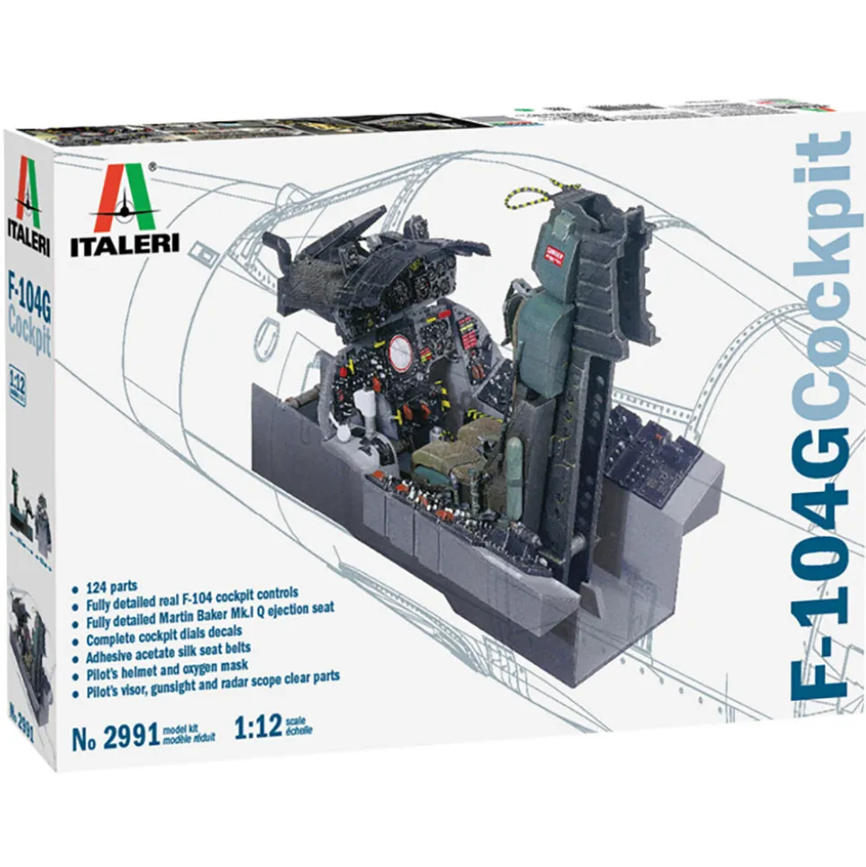 F-104G Cockpit 1/12 Kit 1:12 Scale Plastic Model Kit by Italeri