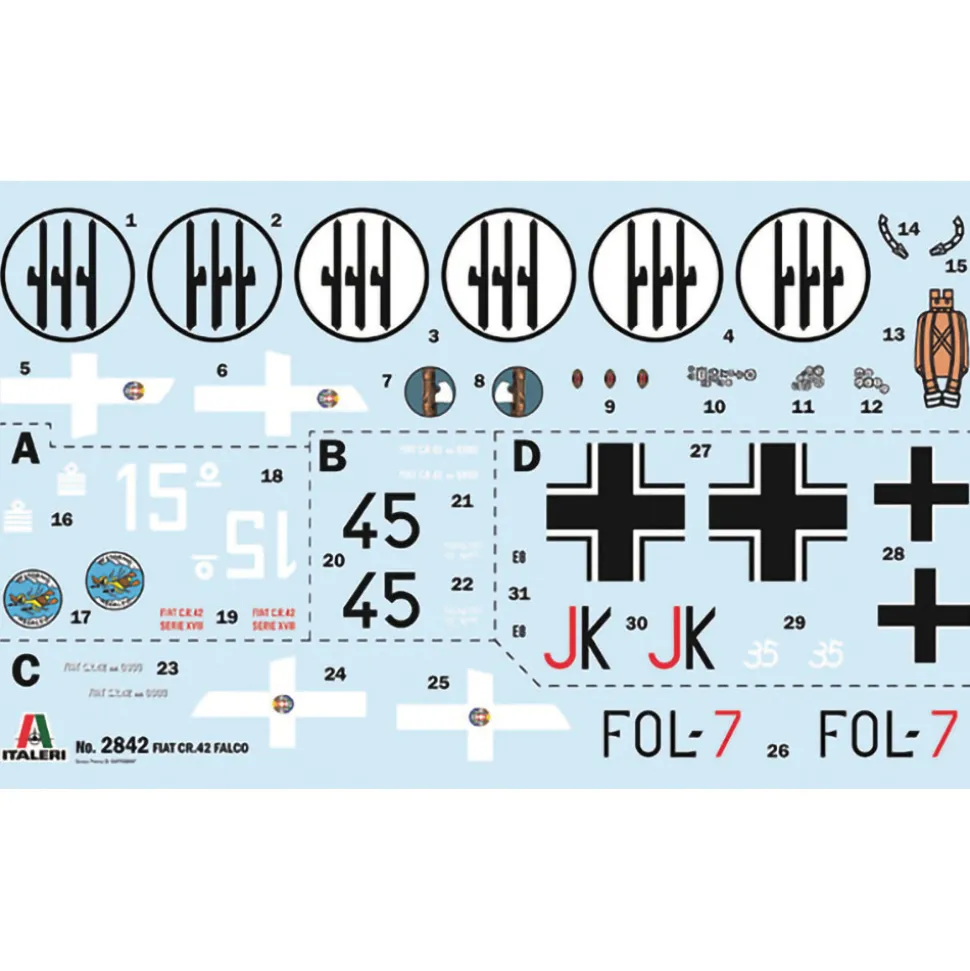 FIAT CR.42 Falco Assault/Night Fighter 1/48 Kit 1:48 scale Plastic by Italeri