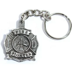 Firefighter Logo Keychain K235 Pewter by Sparta Pewter USA