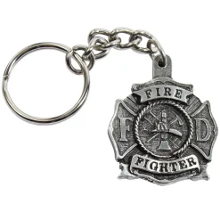 Firefighter Logo Keychain K235 Pewter by Sparta Pewter USA