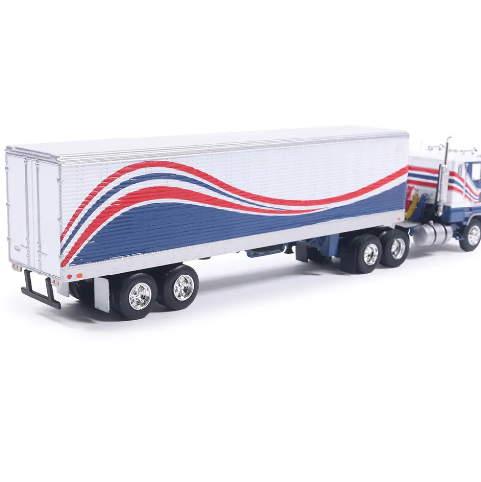 1976 Ford CL 9000 - Red/White/Blue & Vintage Trailer 1:64 Scale Diecast Model Truck by IXO Models