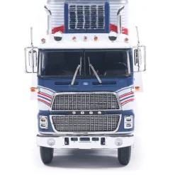 1976 Ford CL 9000 - Red/White/Blue & Vintage Trailer 1:64 Scale Diecast Model Truck by IXO Models