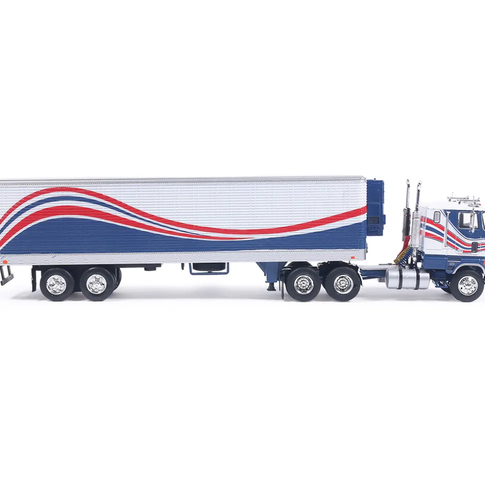1976 Ford CL 9000 - Red/White/Blue & Vintage Trailer 1:64 Scale Diecast Model Truck by IXO Models