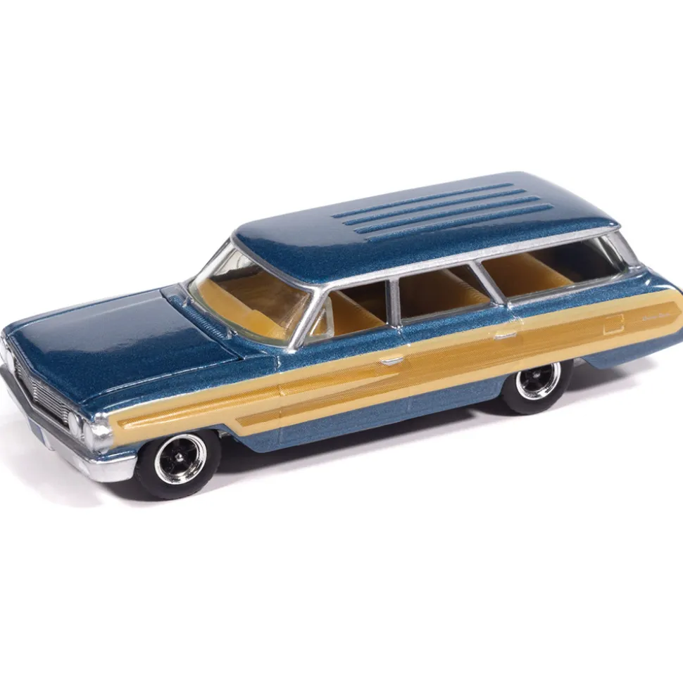 1964 Ford Country Squire - Guardsman Blue w/Honey Colored Wood Trim 1:64 Scale Diecast Model Car by Auto World